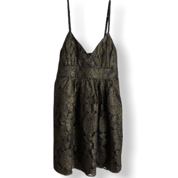 F21 Metallic Lace Overlay Mini Dress - Picture 1 of 7